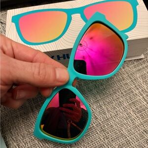 Hoka Sunglasses - Teal Frame with Pink Lenses